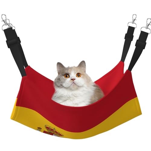 Haustierhängematte für Katzen mit spanischer Flagge, perfekte Katzenfensterhängematte für große Katzen, Frettchen, Kaninchen und Kleintiere, Schwarz Haustierhängematte für Katzen mit spanischer Flagge, perfekte Katzenfensterhängematte für große Katzen, Frettchen, Kaninchen und Kleintiere, Schwarz von BOXILTD