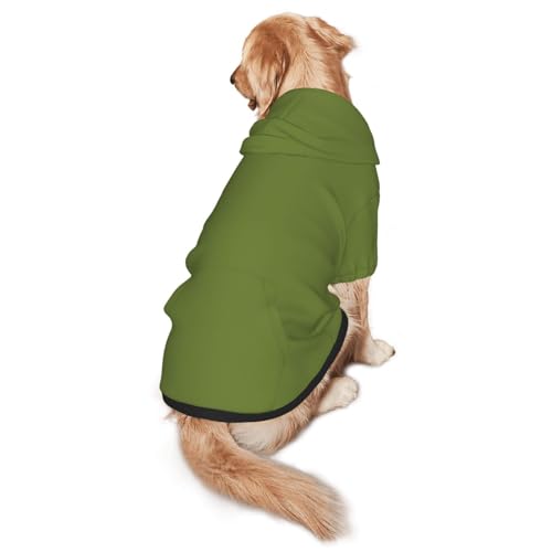 Hunde-Kapuzenpullover für mittelgroße und große Hunde, stilvolles Haustier-Sweatshirt mit Tasche und Leinenloch, Dunkelgrün von BOXILTD