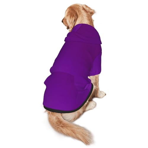 Hunde-Kapuzenpullover für mittelgroße und große Hunde, stilvolles Haustier-Sweatshirt mit Tasche und Leinenloch, Dunkelviolett von BOXILTD