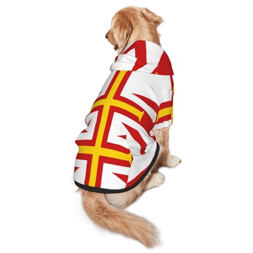 Hunde-Kapuzenpullover mit Flagge der Guernsey Islands – Hunde-Kapuzenpullover für mittelgroße und große Hunde – stilvolles Haustier-Sweatshirt mit Tasche und Loch für die Leine von BOXILTD