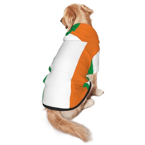 Hunde-Kapuzenpullover mit Flagge von Irish Dog – Hunde-Kapuzenpullover für mittelgroße und große Hunde – stilvolles Haustier-Sweatshirt mit Tasche und Loch für die Leine von BOXILTD
