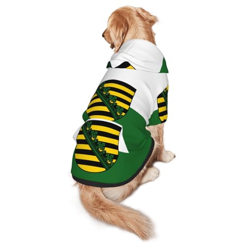 Hunde-Kapuzenpullover mit Sachsenflagge – Hunde-Kapuzenpullover für mittelgroße und große Hunde – stilvolles Haustier-Sweatshirt mit Tasche und Loch für die Leine Hunde-Kapuzenpullover mit Sachsenflagge – Hunde-Kapuzenpullover für mittelgroße und große Hunde – stilvolles Haustier-Sweatshirt mit Tasche und Loch für die Leine von BOXILTD