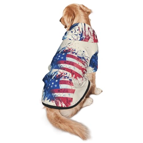 Hunde-Kapuzenpullover mit amerikanischer Flagge, für mittelgroße und große Hunde, stilvolles Haustier-Sweatshirt mit Tasche und Loch für die Leine Hunde-Kapuzenpullover mit amerikanischer Flagge, für mittelgroße und große Hunde, stilvolles Haustier-Sweatshirt mit Tasche und Loch für die Leine von BOXILTD