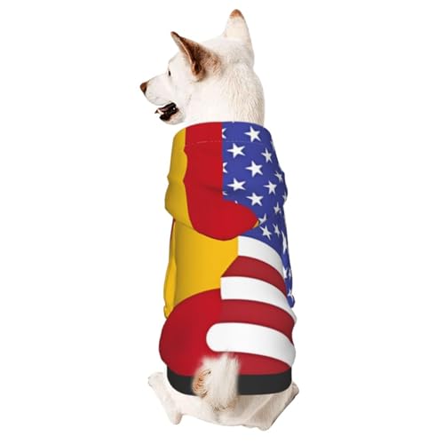 Hundekleidung für kleine Hunde mit amerikanischer Spanien-Flagge, niedlicher Kapuzenpullover für kleine und mittelgroße Hunde und Katzen Hundekleidung für kleine Hunde mit amerikanischer Spanien-Flagge, niedlicher Kapuzenpullover für kleine und mittelgroße Hunde und Katzen von BOXILTD