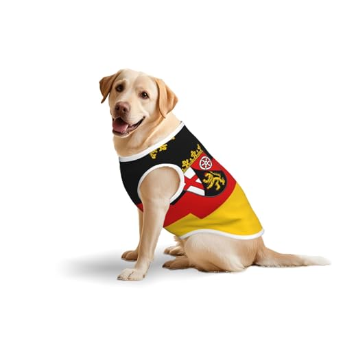 Hundekleidung mit Flagge des Staates Rheinland-Pfalz für mittelgroße und große Hunde, weiche Baumwolle, Haustierkleidung für den täglichen Gebrauch, Spazierengehen, Größe L, Blau, Gelb von BOXILTD