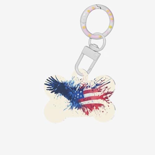 Hundemarken mit amerikanischer Flagge für Hunde und Katzen, personalisierbar, geeignet für Spaziergänge und Outdoor-Aktivitäten von BOXILTD