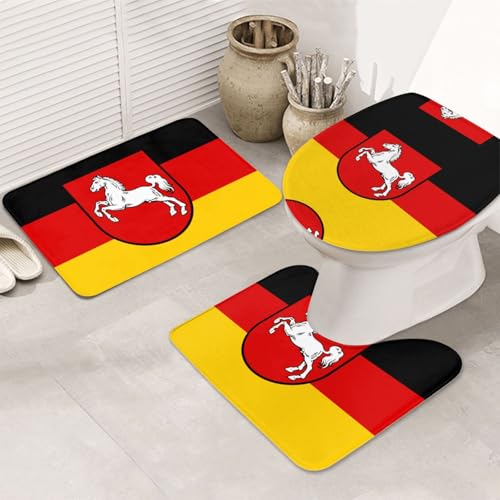 Niedersachsen Flagge 3-teiliges Badezimmerteppich-Set - rutschfeste ultraweiche Teppichmatten, geeignet für Badezimmer Toiletten, Badewannen, Duschen, Schwarz Niedersachsen Flagge 3-teiliges Badezimmerteppich-Set - rutschfeste ultraweiche Teppichmatten, geeignet für Badezimmer Toiletten, Badewannen, Duschen, Schwarz von BOXILTD