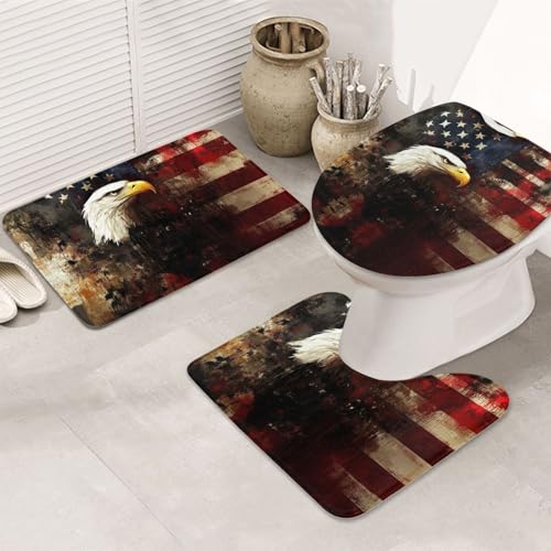 North American Eagle 3-teiliges Badezimmerteppich-Set, rutschfest, ultraweich, geeignet für Badezimmer, Toiletten, Badewannen, Duschen, Schwarz North American Eagle 3-teiliges Badezimmerteppich-Set, rutschfest, ultraweich, geeignet für Badezimmer, Toiletten, Badewannen, Duschen, Schwarz von BOXILTD