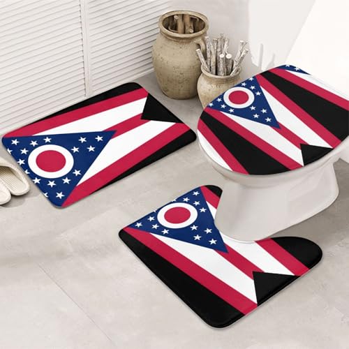 Ohio State Flag 3-teiliges Badezimmerteppich-Set, rutschfest, ultraweich, geeignet für Badezimmer, Toiletten, Badewannen, Duschen, Schwarz Ohio State Flag 3-teiliges Badezimmerteppich-Set, rutschfest, ultraweich, geeignet für Badezimmer, Toiletten, Badewannen, Duschen, Schwarz von BOXILTD