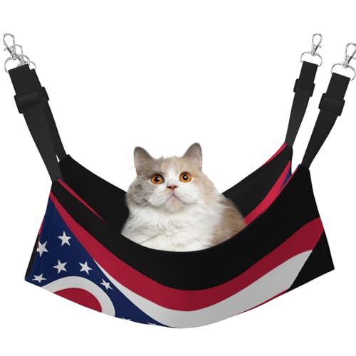 Ohio State Flag Haustierhängematte für Katzen - Perfekte Katzenfensterhängematte für große Katzen, Frettchen, Kaninchen & Kleintiere, Schwarz von BOXILTD