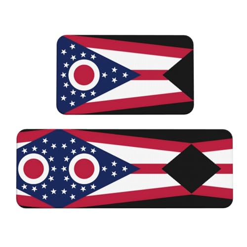 Ohio rutschfeste Küchenbodenmatten-Set mit Staatsflagge, gepolstert, Anti-Ermüdungs-Küchenmatten für Boden, 2er-Pack für Küche, Esszimmer, Waschküche und mehr, 43,2 x 74,9 cm + 43,2 x 119,9 cm Ohio rutschfeste Küchenbodenmatten-Set mit Staatsflagge, gepolstert, Anti-Ermüdungs-Küchenmatten für Boden, 2er-Pack für Küche, Esszimmer, Waschküche und mehr, 43,2 x 74,9 cm + 43,2 x 119,9 cm von BOXILTD