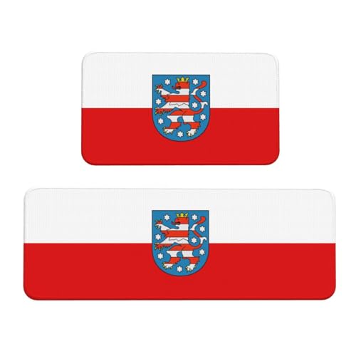 Rutschfeste Bodenmatten-Set mit Thüringen-Flagge, gepolstert, Anti-Ermüdungs-Küchenmatten für Boden, 2er-Pack für Küche, Esszimmer, Waschküche und mehr, 43,2 x 74,9 cm + 43,2 x 119,9 cm, Schwarz Rutschfeste Bodenmatten-Set mit Thüringen-Flagge, gepolstert, Anti-Ermüdungs-Küchenmatten für Boden, 2er-Pack für Küche, Esszimmer, Waschküche und mehr, 43,2 x 74,9 cm + 43,2 x 119,9 cm, Schwarz von BOXILTD