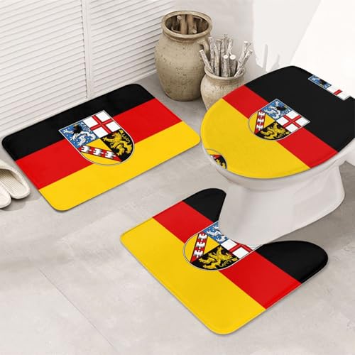 Saarland Flags 3-teiliges Badezimmerteppich-Set - rutschfeste ultraweiche Teppichmatten, geeignet für Badezimmer, Toiletten, Badewannen, Duschen, Schwarz Saarland Flags 3-teiliges Badezimmerteppich-Set - rutschfeste ultraweiche Teppichmatten, geeignet für Badezimmer, Toiletten, Badewannen, Duschen, Schwarz von BOXILTD