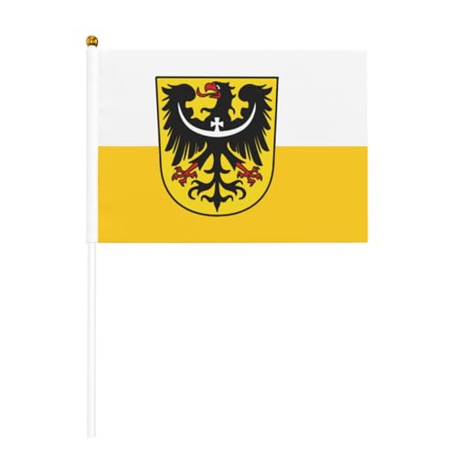 Schlesische Flagge, kleine Flaggen, Mini-Handflaggen, ideal für Veranstaltungen im Freien, Teamgeist und Dekorationen, 14 x 20,8 cm Schlesische Flagge, kleine Flaggen, Mini-Handflaggen, ideal für Veranstaltungen im Freien, Teamgeist und Dekorationen, 14 x 20,8 cm von BOXILTD