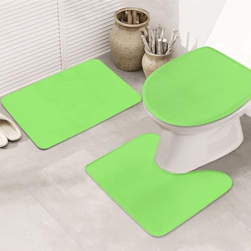 Solid Green 3-teiliges Badezimmerteppich-Set, rutschfest, ultraweich, geeignet für Badezimmer, Toiletten, Badewannen, Duschen, Schwarz Solid Green 3-teiliges Badezimmerteppich-Set, rutschfest, ultraweich, geeignet für Badezimmer, Toiletten, Badewannen, Duschen, Schwarz von BOXILTD