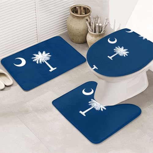 South Carolina Flagge, 3-teiliges Badezimmerteppich-Set, rutschfest, ultraweich, geeignet für Badezimmer, Toiletten, Badewannen, Duschen, Schwarz South Carolina Flagge, 3-teiliges Badezimmerteppich-Set, rutschfest, ultraweich, geeignet für Badezimmer, Toiletten, Badewannen, Duschen, Schwarz von BOXILTD
