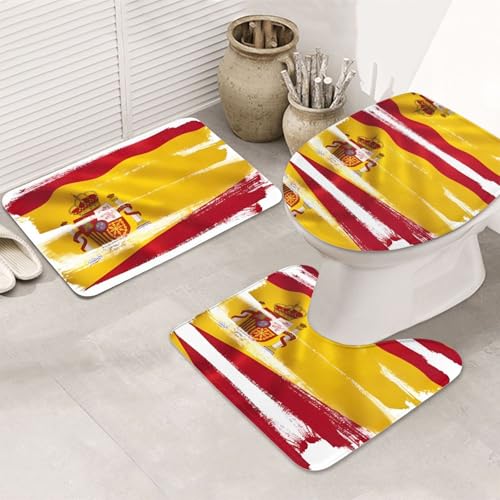 Spanien Flagge 3-teiliges Badezimmerteppich-Set - rutschfeste ultraweiche Teppichmatten, geeignet für Badezimmer, Toiletten, Badewannen, Duschen, Schwarz Spanien Flagge 3-teiliges Badezimmerteppich-Set - rutschfeste ultraweiche Teppichmatten, geeignet für Badezimmer, Toiletten, Badewannen, Duschen, Schwarz von BOXILTD