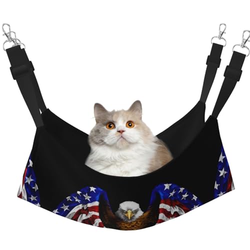 USA-Flagge Patriotische Adler Haustierhängematte für Katzen – perfekte Katzenfensterhängematte für große Katzen, Frettchen, Kaninchen und Kleintiere, Schwarz USA-Flagge Patriotische Adler Haustierhängematte für Katzen – perfekte Katzenfensterhängematte für große Katzen, Frettchen, Kaninchen und Kleintiere, Schwarz von BOXILTD