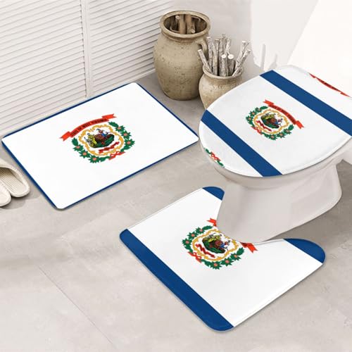 West Virginia Flagge, 3-teiliges Badezimmerteppich-Set, rutschfest, ultraweich, geeignet für Badezimmer, Toiletten, Badewannen, Duschen, Schwarz West Virginia Flagge, 3-teiliges Badezimmerteppich-Set, rutschfest, ultraweich, geeignet für Badezimmer, Toiletten, Badewannen, Duschen, Schwarz von BOXILTD