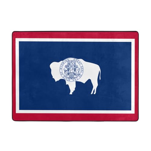 Wyoming Teppich mit Staatsflagge für Wohnzimmer, Schlafzimmer, weich und bequem, große Teppiche für Badezimmer und Außenbereich Wyoming Teppich mit Staatsflagge für Wohnzimmer, Schlafzimmer, weich und bequem, große Teppiche für Badezimmer und Außenbereich von BOXILTD