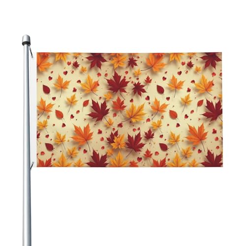 BOXIMIAO Herbst-Ahornblätter, Blumenflagge, 90 x 152 cm, Polyester, Gartenflagge, doppelseitiges Banner für Hof, Rasen, Veranda, Balkon, Heimdekorationen BOXIMIAO Herbst-Ahornblätter, Blumenflagge, 90 x 152 cm, Polyester, Gartenflagge, doppelseitiges Banner für Hof, Rasen, Veranda, Balkon, Heimdekorationen von BOXIMIAO