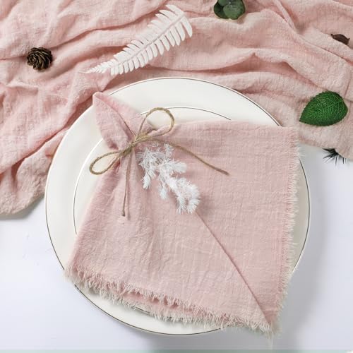50pcs Weihnachten Grüne Gaze Baumwolle Serviette wiederverwendbares Geschirrtuch Hochzeit Party Tischdekor Retro Burrs Servietten 42x42cm von BOXIZ