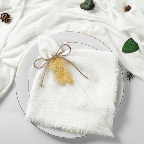 50pcs Weihnachten Grüne Gaze Baumwolle Serviette wiederverwendbares Geschirrtuch Hochzeit Party Tischdekor Retro Burrs Servietten 42x42cm von BOXIZ