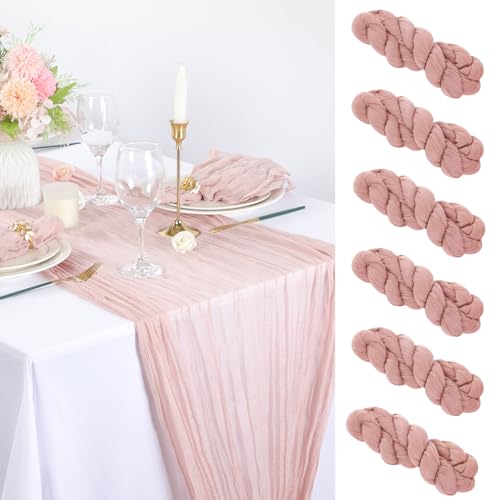 BOXIZ 6 x grüne Seihtuch-Tischläufer, 90 x 300 cm, Gaze-Stoff, Tischservietten mit Falten, Mehrzweck-Masse, für Abendessen, Hochzeit, Party, Heimdekoration von BOXIZ