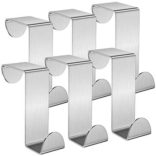 BOXLUNT Türhaken zum Einhängen, 6er Set Edelstahl Kleiderhaken Tür 2-seitig Verwendbar Türgarderobe zum Einhängen - Tür Garderobe - Türhaken Silber von BOXLUNT
