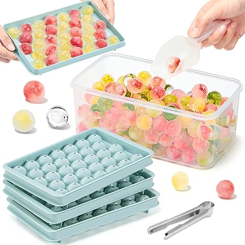 Mini Eiswürfelform, Runde Eiswürfelform mit Deckel, 1in x 99 Stück Klein Eiswürfel Eiswürfelbehälter Ice Cube Tray Mold mit Eisbehälter & Eiszange für Bier Cocktails Whisky Kaffee - Blau von BOXLUNT