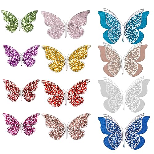 12 Stück 3d Schmetterling Wandaufkleber, Abnehmbar Schmetterling Wandaufkleber 3D-Schmetterlings-Dekor Schmetterlings-Wandaufkleber für Zuhause Büro Schlafzimmer (12 Stile) von BOXOB