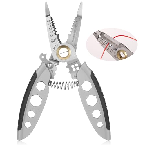 18,5cm Mehrzweck Abisolierzange, 4-in-1 Abisolierwerkzeug Professionell Abisolierzange Abisolierschneider zum Schneiden Abisolieren Crimpen Schlitzen von BOXOB