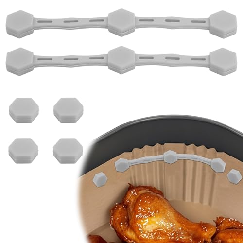 2 Sets Silikon-Magnetschnalle Heißluftfritteusen, Magnete für Heißluftfritteuse für Backpapiereinlagen Verhindert das Verbrennen von Papier Küchenzubehör (Grau) von BOXOB