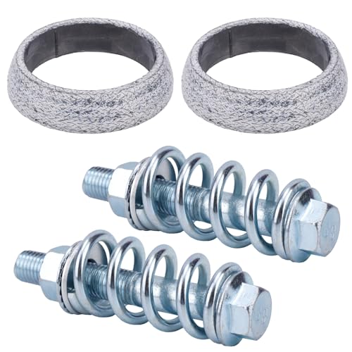 2 Stück Auspuffkrümmer-Dichtung & 2 Schrauben Kit, Hochtemperatur-Dichtung mit Stoßdämpfenden Federn für Auto LKW SUV Auspuffsystem Reparatur (54mm) von BOXOB