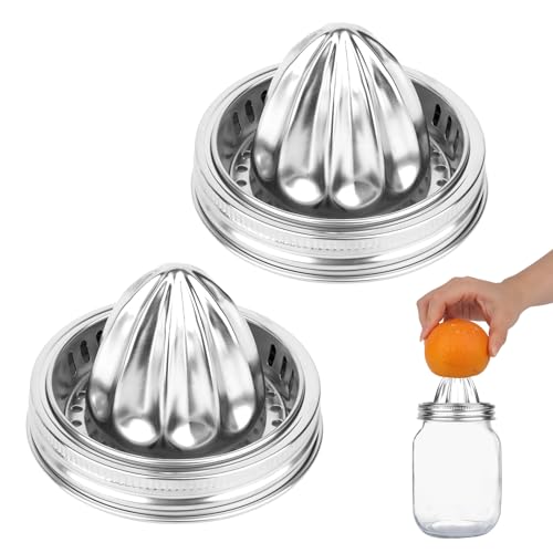 2 Stück Mason Jar Entsafter Deckel für 86mm Breite Einmachgläser, Edelstahl Zitronensaftpresse mit Schraubverschluss Manuelle Handpresse für Zitrusfrüchte Orangen Limetten 2 Stück Mason Jar Entsafter Deckel für 86mm Breite Einmachgläser, Edelstahl Zitronensaftpresse mit Schraubverschluss Manuelle Handpresse für Zitrusfrüchte Orangen Limetten von BOXOB