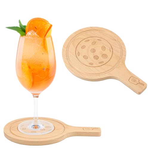 2 Stück Pickleball-Getränkeuntersetzer, 10 cm Durchmesser Untersetzer in Holzpaddelform mit Griffen Lustige Pickleball-Geschenke für Tassen zum Platzieren von Kaffee Cocktails Bier von BOXOB