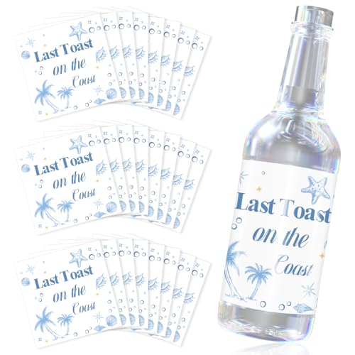 24st Weinflaschenetiketten, 5cm Last Toast on the Coast Weinetiketten Personalisierter Kleiner Kleber Weinflaschen Aufkleber für 50ml Wasser Schnapsflaschen Strandparty DIY Zubehör von BOXOB