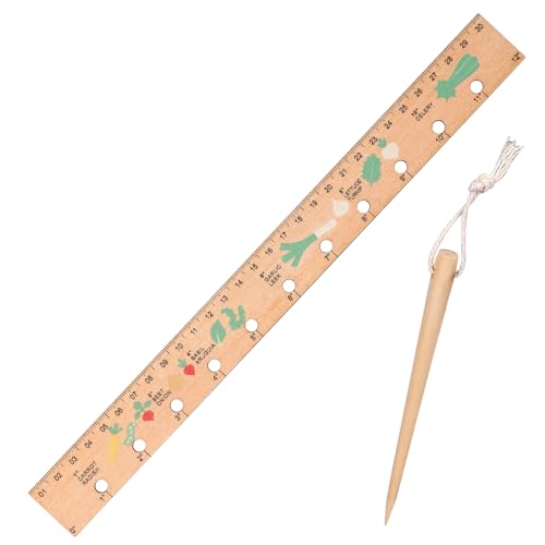 2St Holz Pflanzlineal und Sägerät Set, Saatabstandslineal Saatpflanzlineal mit Löchern Garten Abstandslineal mit Ratschlägen zum Gemüseabstand Gartenarbeit Saatpflanzwerkzeug von BOXOB
