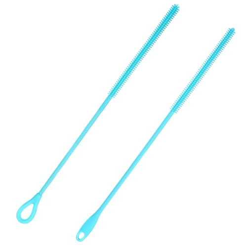2stk Extra Langer Silikon-Strohhalmreiniger, 8mm Wiederverwendbarer Strohhalmreiniger 2 Stile Flexibler Spaltenreiniger für Metall Glas und Smoothie-Strohhalme (Blau) von BOXOB