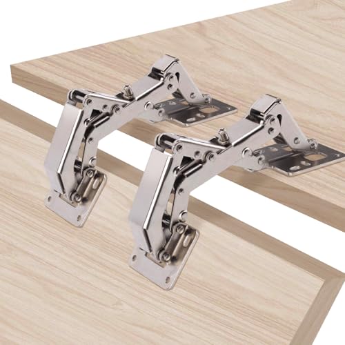2stk Hydraulische Schrankscharniere mit 170-Grad-Dämpfung, Verstellbare Lazy-Susan-Scharniere mit 16 Schrauben Verdeckter Multi-Pivot-Drehpunkt für Eckdrehtische Kleiderschränke und Schränke von BOXOB