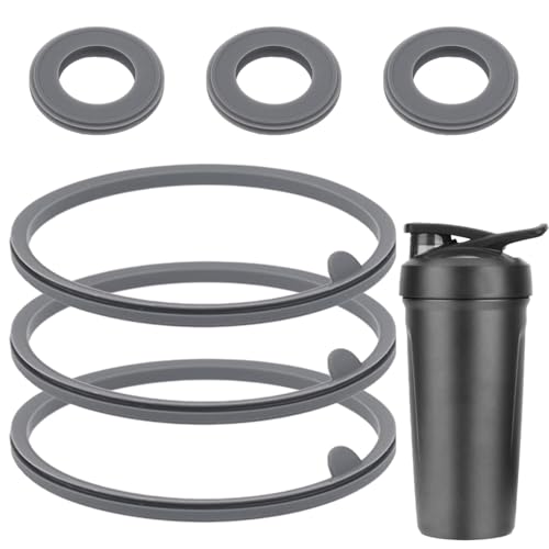 6stk Dichtungsersatz für Blenderbottle Strada Flip Shaker Cup, Edelstahl-Wasserflasche Silikon-Unterlegscheibe Auslaufsicher für 24oz und 28oz Blenderbottle Strada Shaker (Grau) von BOXOB