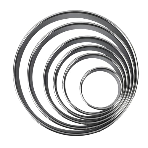 6stk Teiliges Rundes Ausstechformen-Set aus Edelstahl, Runde Keks- Donut-Ausstechformen Große und Kleine Runde Keksausstecher zum Backen von Keksen und Kuchen (6 Größen) von BOXOB