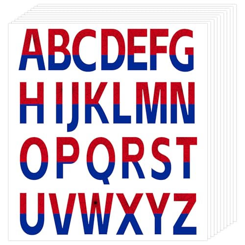 BOXOB 10 Bögen Blaue und Rote Buchstaben Aufkleber, 4,4cm Spinne Selbstklebende Wasserdichte Alphabet-Buchstabenaufkleber Vinyl Leicht Anzubringen Abzuziehen Wasserflasche Tür Auto DIY-Dekoration von BOXOB