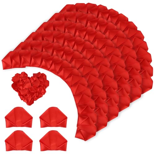 BOXOB 100 Stück Vorgefertigte Rosenblätter aus Satinband, Halbfertige Künstliche Rosenblätter für Selbstgemachte Ewige Blumensträuße und Blumenkunst für Hochzeiten Geburtstage Jubiläen (Rot) von BOXOB