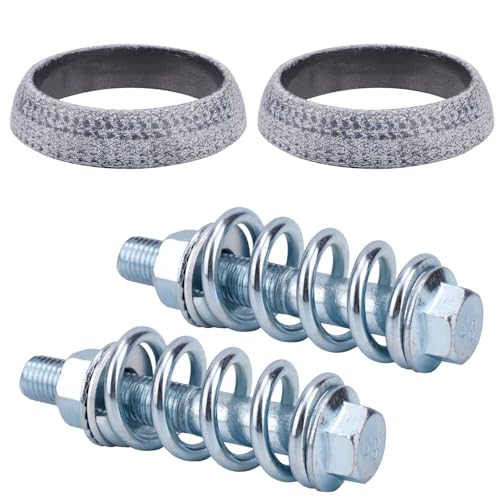BOXOB 2 Stück Auspuffkrümmer-Dichtung & 2 Schrauben Kit, Hochtemperatur-Dichtung mit Stoßdämpfenden Federn für Auto LKW SUV Auspuffsystem Reparatur (60mm) von BOXOB