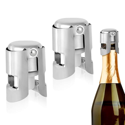 BOXOB 2 Stück Champagnerverschlüsse, Edelstahl Sektflaschenverschluss mit Verriegelung Auslaufsicher Wiederverwendbarer Korken für Prosecco Cava Frische Bläschen BOXOB 2 Stück Champagnerverschlüsse, Edelstahl Sektflaschenverschluss mit Verriegelung Auslaufsicher Wiederverwendbarer Korken für Prosecco Cava Frische Bläschen von BOXOB