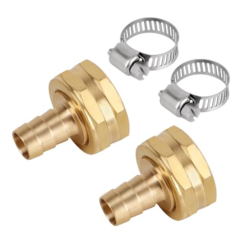 BOXOB 2 Stück Messing PEX 1/2" auf 3/4" GHT Drehbare Gartenschlauchkupplung Innengewinde, Schwerlast Dichtes Anschlussstück mit 2 Klemmen für Reparatur & Verbindung BOXOB 2 Stück Messing PEX 1/2" auf 3/4" GHT Drehbare Gartenschlauchkupplung Innengewinde, Schwerlast Dichtes Anschlussstück mit 2 Klemmen für Reparatur & Verbindung von BOXOB