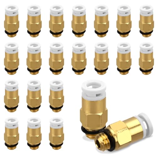 BOXOB 20 Stück PC4-M6 Pneumatische Verbindungsstücke, Push-to-Connect Bowden PTFE Rohrkupplung 3D Druckerzubehör für Pneumatische Systeme und Langstreckenextrusion von BOXOB