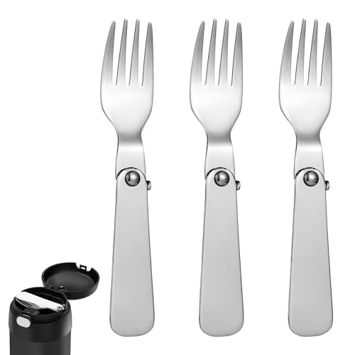BOXOB 3 x Gabeln für Thermoskannen, Edelstahl-Ersatzgabeln, faltbare Gabeln, tragbar, kleine Gabeln für Thermosbehälter, 284 ml, Lebensmittelglas von BOXOB