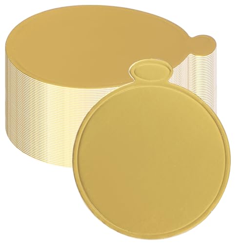 BOXOB 50 Stück Mini-Tortenbretter, 8 cm Runde Goldene Mini-Cupcake-Unterlagen Dessert-Präsentationstabletts Pappteller für Mousse-Desserts Gebäck Brot von BOXOB